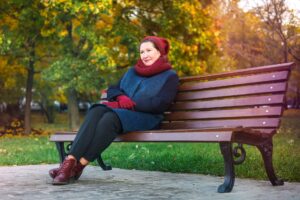 Woman sitting and expecting someone to join