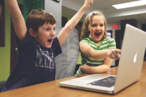 Kids playing in computer