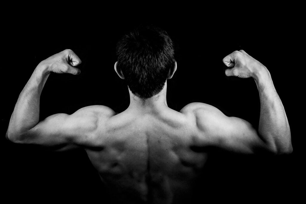 Man showing off muscles