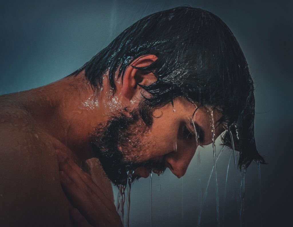 Man showering