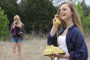Friends talking over phone