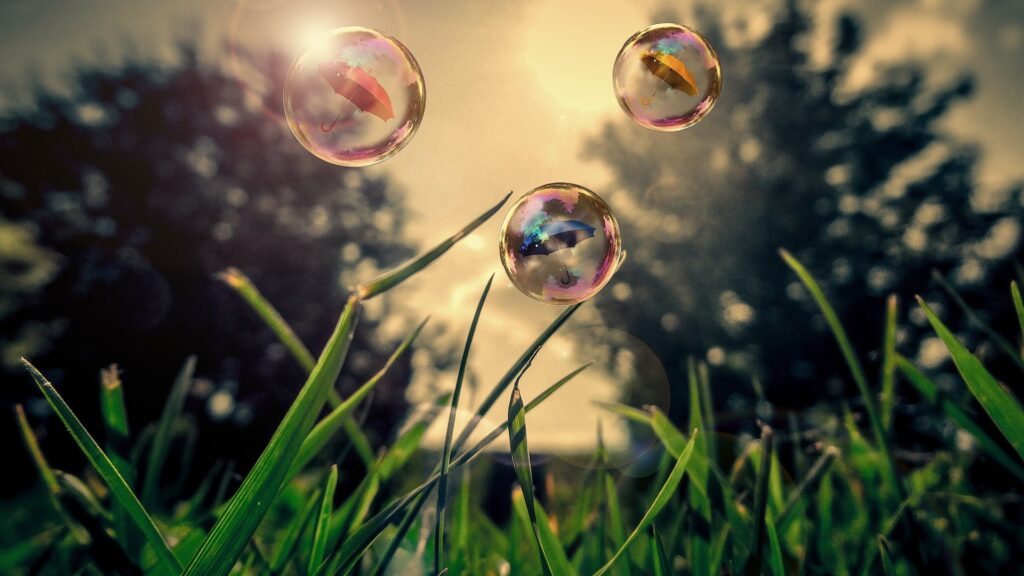 Grass and bubbles dreamy