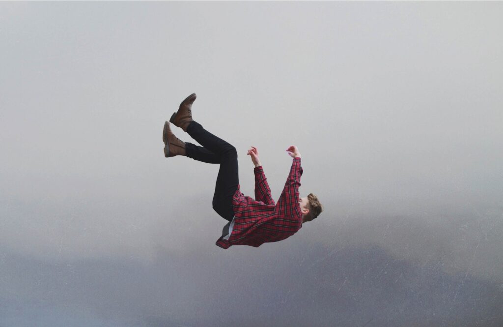 Man falling a long way