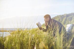 Man engrossed in reading