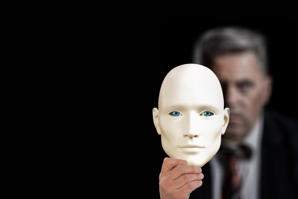 businessman appearing to wear a mask