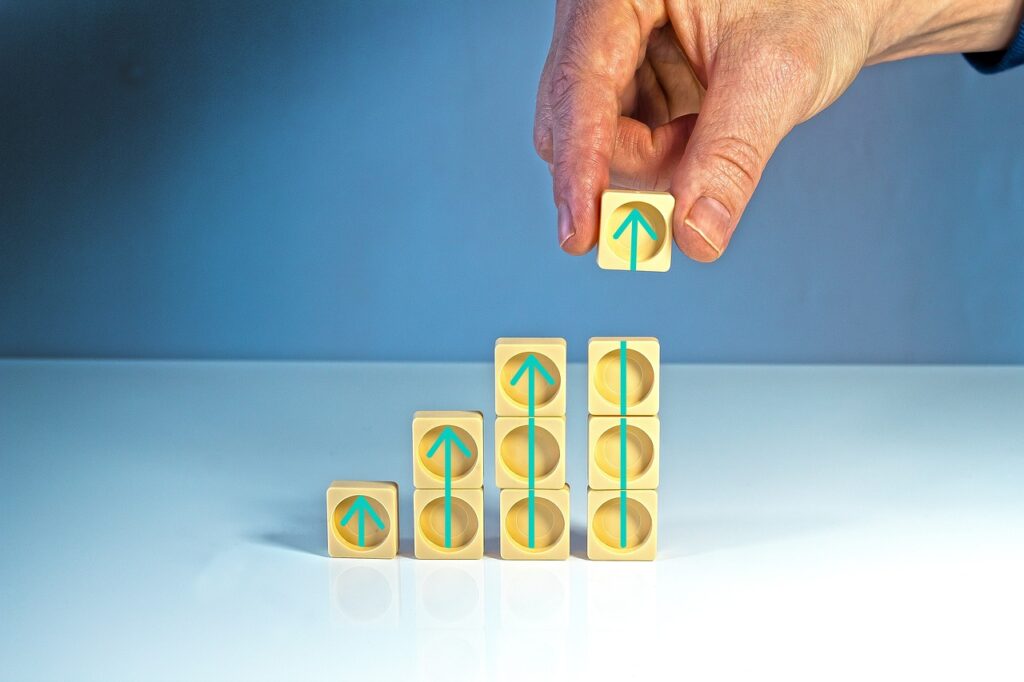 Hand stacking cubes