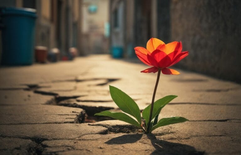 Plant with flower in a street