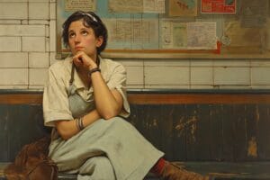 Woman, reminiscing about past