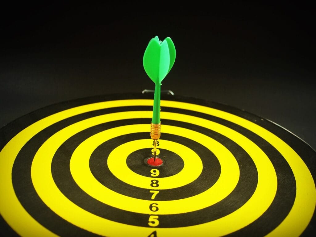 A perfect hit in a dart board game