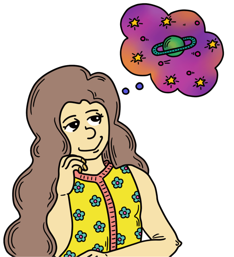 Woman, dreaming of reaching the stars